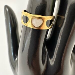 18K Gold Plated Hearts Geometric Open Ring